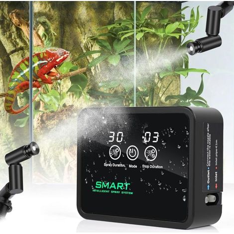Terrarium-Befeuchtungssystem, Terrarium-Luftbefeuchter mit Timer und 360° verstellbarem Sprühnebel, Terrarium-Befeuchtungssystem für Amphibien, Reptilien, Pflanzen und Blumen