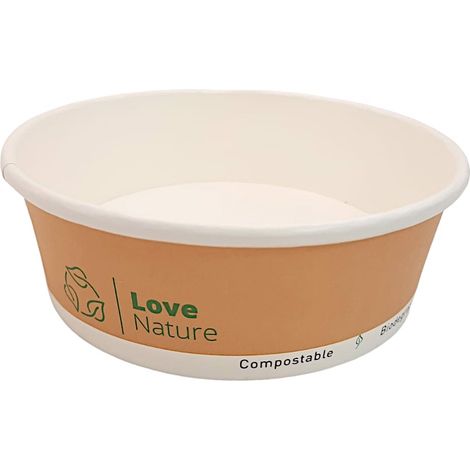 Papierschale 500 ml, plastikfrei, Kraftpapier, 50 Stück Schale