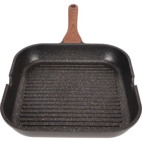 Poêle à griller en aluminium, compatible induction, carrée, idéale pour la maison, pour les steaks, avec revêtement antiadhésif. (1/5)