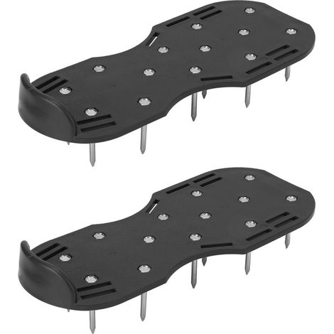 Chaussures à pointes pour aérateur de pelouse, en plastique et alliage de zinc, avec boucles et sangles réglables (noir). (1/5)