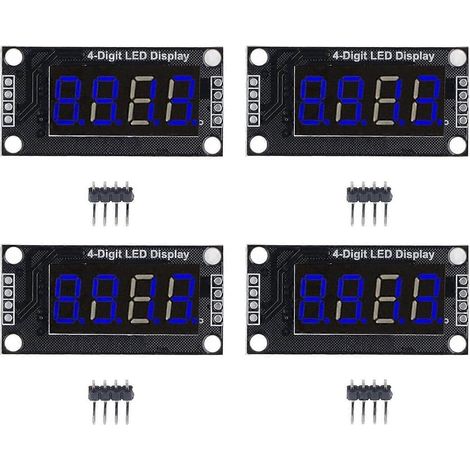 4 Sets Digitalröhren-Anzeigemodul LED 4-stellig 7-Segment 0,36 Zoll TM1637 Treiberchip Blau MRA110D