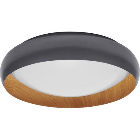 LEDVANCE ORBIS Livia LED avec anneau en métal, décor gris/bois, 24W, 1200lm, 3000K, 430mm, 830 blanc chaud convivial, dimmabsur 3 niveaux par clic, IP20, vis/chevilles incluses (1/3)