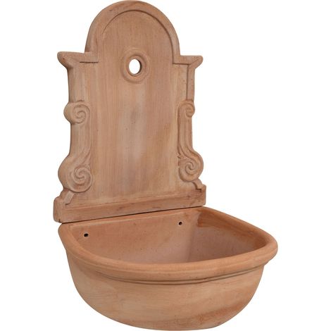 Fuente de jardín de terracota Fuente de pared para exterior Fuentes de pared 65x43x37 cm Made in Italy Decoración de pared