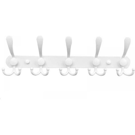 Appendiabiti da parete in acciaio inox, ganci per cappotti, asciugamani e accappatoi (bianco, 15 ganci, 1 pezzo)