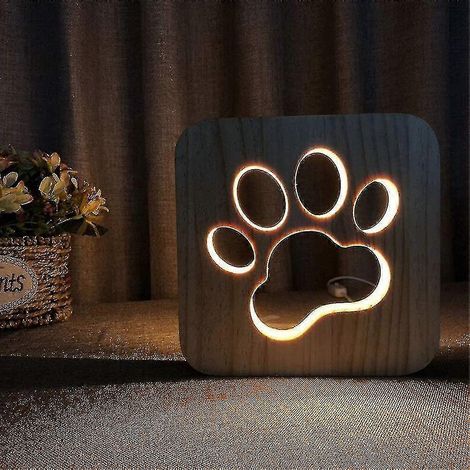 Lampe dauphin 3D créative en bois, veilleuse LED USB à motif dessin animéFootprint (1/3)