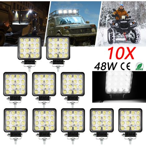 SWANEW Rechteck LED Arbeitsscheinwerfer IP67 Wasserdicht 12V 24V LED Scheinwerfer für LKW,Offroad, SUV, ATV,traktor Rückfahrscheinwerfer 48W 10 Stück (1/5)