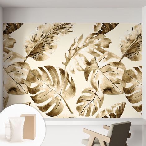 Papier peint décoratif avec colle pour salon, chambre à coucher et bureau – Design moderne et facile à poser Flore exotique 152x104 cm (1/5)