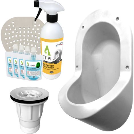 Urinoir sans eau encastrable TI'PI blanc + kit valve parachute + pack entretien