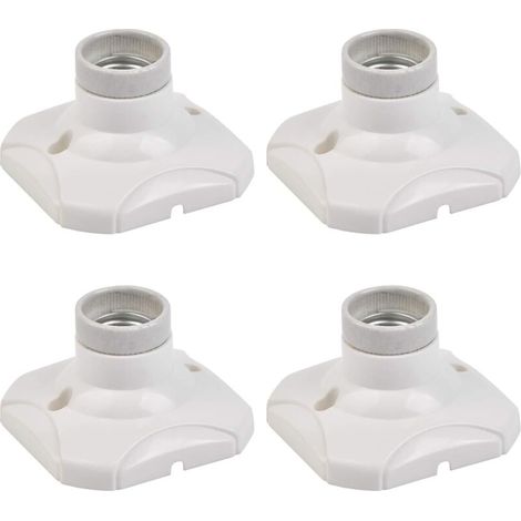 4 PCS Douille pour Ampoule E27 Blanc Porte-Lampe E27 Support Douille Murale E27 Base pour Couloirs,Escaliers,Chambres,Cuisines (250V, LED) (1/4)