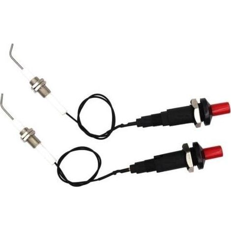 Gas BBQ/Grill Igniter, Push Button Piezo Igniter with Universal Ceramic Ignition Cable with Thread and Ignition Electrodes, Long, 30cm, Electronic, 2 Pieces (1/4)