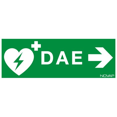 Panneau D.A.E. avec flèche à droite - horizontal - Rigide 330x120mm - 4140940