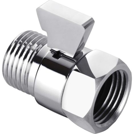 (Chrome)Water Flow Control Valve, Brushed Nickel Hand Shower Shut Off Valve, Adjustable Water Pressure Shut Off Valve, G1/2 Brass Standard Connection (1/5)