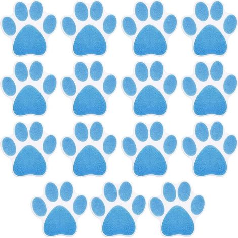 15 rutschfeste Badewannenaufkleber für Kinder und Erwachsene, rutschfeste Duschaufkleber mit Hundepfotenmotiv, wasserfeste Antirutschmatten für Badewanne, Dusche und Badezimmer (Blau, 88 cm) (1/5)