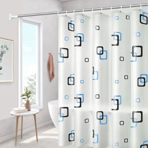 Rideau de Douche Décoratif Motif Océan Géométrique - Tissu Imperméable Abstrait Plage - pour Salle de Bain - 152x178cm (60"x70")