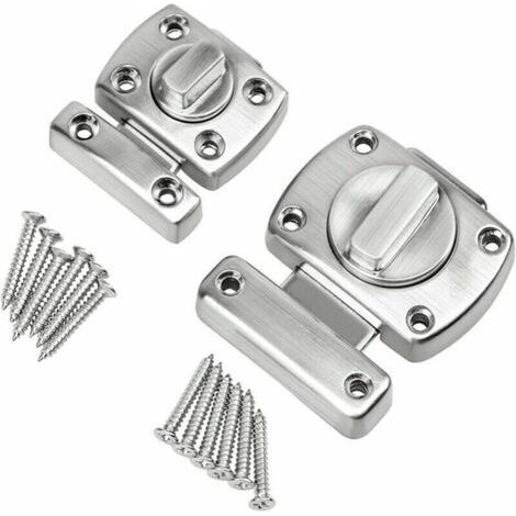 Security Door Latch, 2 Pcs Rotary Lock Door/Window Latch with 12 Screws for Home Bathroom Toilet (1/5)
