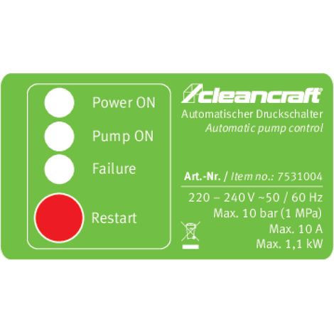 Cleancraft Automatischer Druckschalter für Wasserpumpen, 7531004
