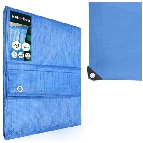 Bâche de Protection Extérieur - Polyéthylène - 2 x 2 m - Bleu - 75 g/m² - Bâche Anti UV - Bache Remorque - Bache Impermeable Exterieu-NANOTEH (1/5)