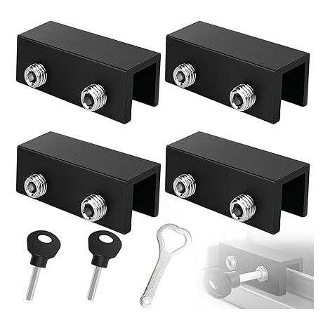 Verrou Baie Coulissante, Serrure de Fenêtre en Aluminium Noir Réglable, Bloc Porte Coulissante Adaptée aux Portes Coulissantes et Fenêtres d'une Épaisseur de 1–16 mm, Inclut Clés (1/5)
