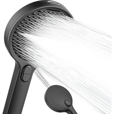 Pommeau de douche 140mm 3+1 Jets, Haute Pression Économie d'eau, Anti-Calcaire Noir (1/5)