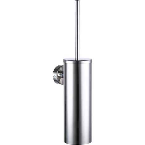 304 Brosse à WC en Acier Inoxydable Seau Long Brosse à WC Ronde sur Pied avec Support pour la décoration de la Salle de Bain Chrome