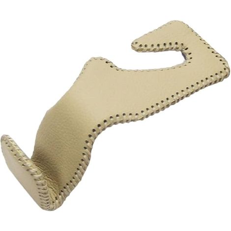 Auto Kopfstütze Haken, Echtes Leder Haken für Autositz Rückenhaken Kopfstütze Kleiderbügel Universal Organizer Halter Haken für Geldbörse Handtasche Auto SUV Rücksitz Kopfstütze-11.5cmx4cmx4cm,blanc (1/5)