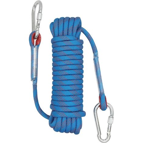 Kletterseil – 10 mm dick × 10 Meter – Outdoor-Survival-Seil – Statisches Kletterseil – Inkl. Karabiner – Outdoor-Kletterseil – Paracord – Fallschirm – Camping – Outdoor-Aktivitäten – Abriebfest – Hohe (1/5)