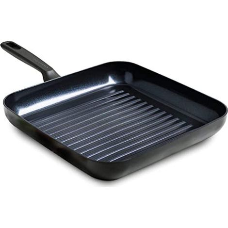 GreenPan Memphis Bistecchiera Antiaderente in Alluminio con Rivestimento in Ceramica, Adatta a Tutti i Tipi di Fornelli, Induzione, Forno e Lavastoviglie, 28 cm, Nera (1/4)