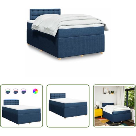 vidaXL LED-Leuchten -  Boxspringbett mit Matratze Blau 120x200 cm Stoff (1/5)