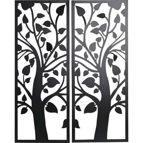 Décoration murale arbre métal noir style shabby chic - noir mat élégant (1/3)