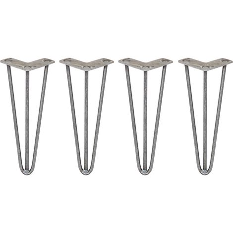 4 Gambe per Tavolo a Forcina SkiSki Legs 30,5cm Acciaio Naturale 3 Rebbi 10mm (1/5)