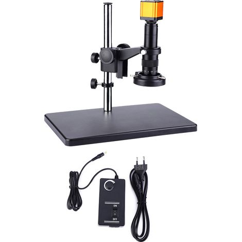 Caméra microscope vidéo 16MP HDMI USB + éclairage anneau 45 LED + support universel 100-240V prise UE (1/5)