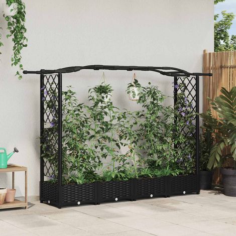 Teenpull – Hochbeet mit Rankgitter und Dach Schwarz 207 x 40 x 123 cm PP (1/5)