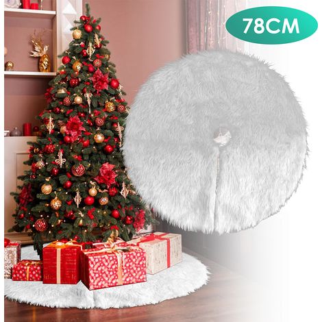 Wolketon Jupe de Sapin de Noël Blanc Peluche Neige - Luxe et Réutilisable - 78cm (1/4)