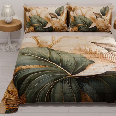 Couvre-lit d'été 220x260 cm 100 g/m² Double Face, Couette légère pour lit Une Place et demie, Printemps, Modèle Floral 165, 100% Fabriqué en Italie (1/5)