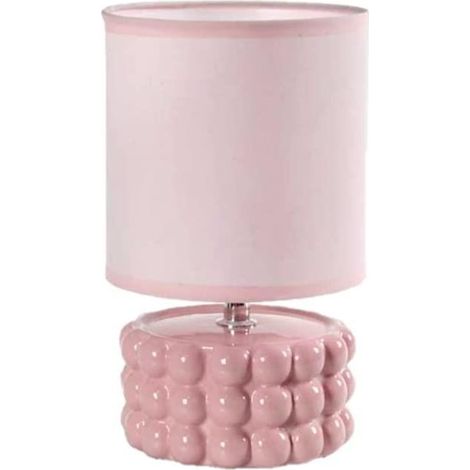 LAMPADA LUMETTO DA TAVOLO CON BASE IN CERAMICA EFFETTO BUBBLE 15X25 CM ROSA