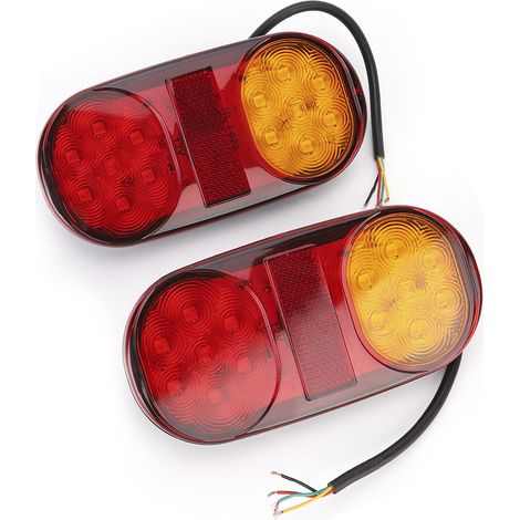 2Feux Arrière de Remorque 24V 14LED Double Couleur Ovale Feu Arrière Haute Luminosité (1/5)