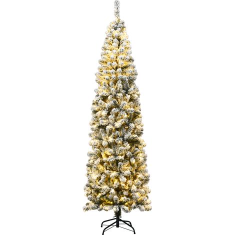 Albero di Natale 225cm con aghi in PVC base pieghevole in metallo luci LED (1/4)