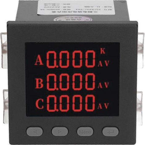 Ampèremètre/voltmètre, testeur de tension/courant triphasé avec affichage numérique pour machines et systèmes (220 V CA)