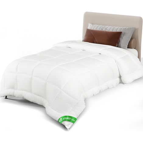 Vounot – Couette légère 135x200cm 200gsm blanche – Microfibres 7D ultra-douces – Lavable en machine – Certifiée Oeko-Tex