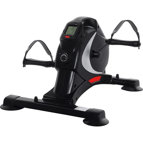 Mini vélo d'appartement, pédalier, appareil d'entraînement avec 8 niveaux de résistance, écran LCD, métal, plastique, noir (1/5)
