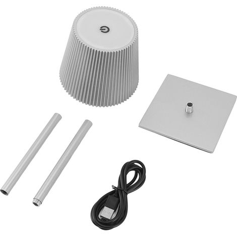 Ortviai Lampe de bureau sans fil LED, 3600 mAh, 3 couleurs réglables sans à-coups, argent (1/5)