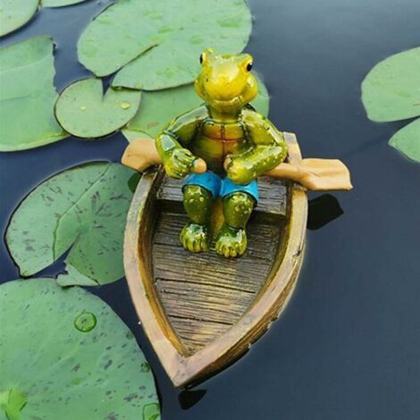 Statue de grenouille flottante en résine – Décor aquatique léger pour étang, jardin, piscine – Design réaliste tortue et grenouille (1/5)