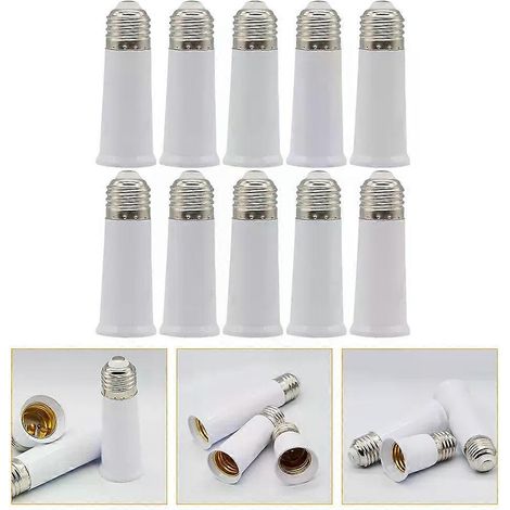 Lot de 10 douilles à vis E27 pour ampoules, adaptateurs et rallonges en plastique (1/5)