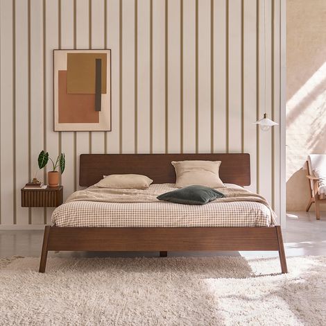 Lit en bois massif finition noyer 180 cm (1/5)