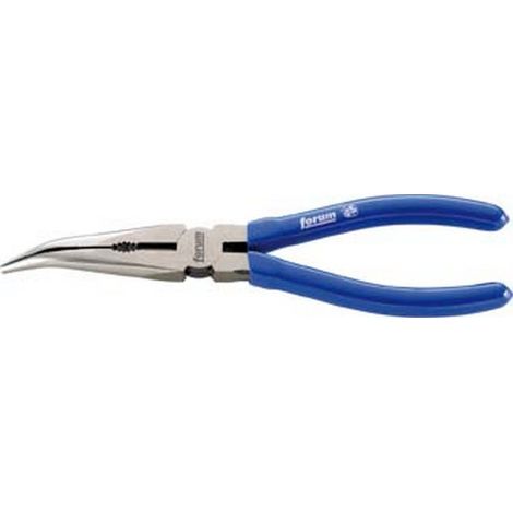 Pinza pico de cigüeña, curva de 45°, de acero eléctrico al cromado vanadium, cabeza pulido, Asas de tubo de plástico, Largo : 200 mm