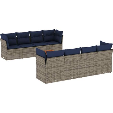 Maison Exclusive - 9-tlg. Garten-Sofagarnitur mit Kissen Grau Pol (1/5)