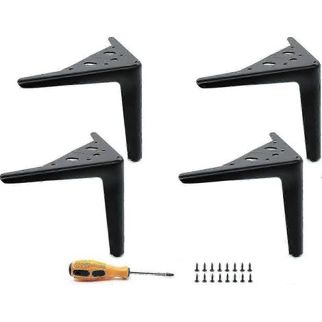 Quatre pieds de meuble noirs de 15 cm (6 pouces), pieds de canapé en métal, pieds de table en métal à monter soi-même (cadeau). (1/5)