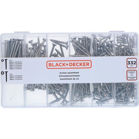 Kit de tornillos Black & Decker Phillips Madera 332 Piezas