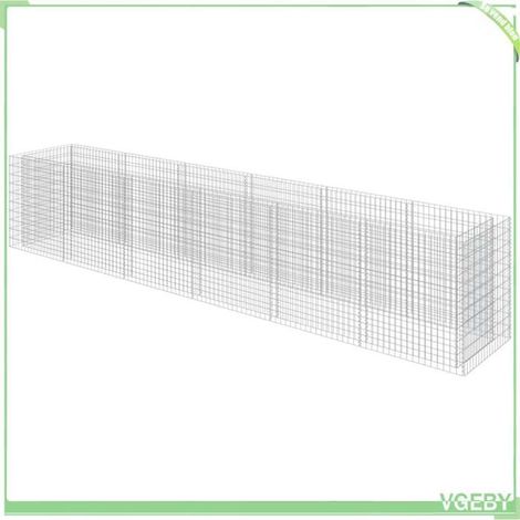 Lit surélevé gabion - FAFEICY - 143554 - Acier galvanisé - 540x90x100 cm - Argenté (1/5)