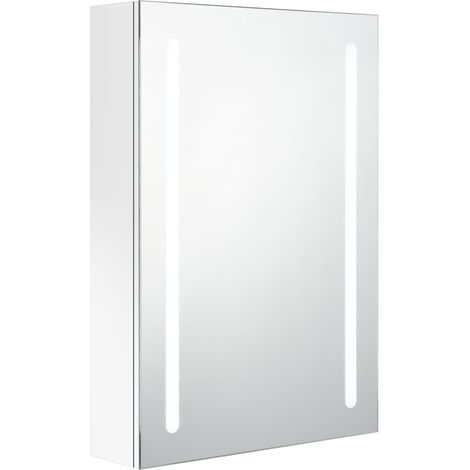 Maison Exclusive - LED-Spiegelschrank fürs Bad Glänzend Weiß 50x1